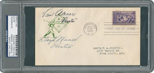 Lot #8350 Lloyd and Paul Waner Signed Baseball Centennial First Day Cover - PSA/DNA - Image 1