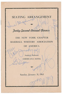 Lot #8331  Baseball Signed Dinner Menus (x8) with Gehrig, Johnson, Cobb, and Clemente - Image 6