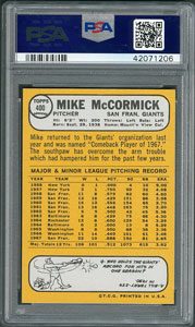 Lot #8113  1968 Topps #400 Mike McCormick Extremely Rare White Letter - PSA NM-MT+ 8.5 - Image 2