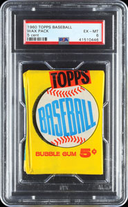 Lot #8198  1960 Topps Baseball 5 CENT Wax Pack - PSA EX-MT 6 - Image 1