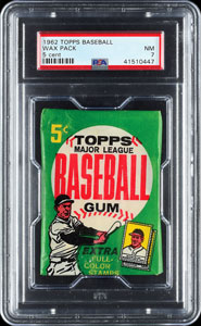 Lot #8202  1962 Topps Baseball 5 CENT Wax Pack - PSA NM 7 - Image 1