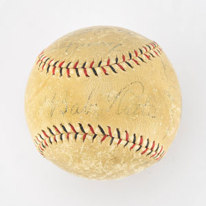 Lot #8233 Babe Ruth and Lou Gehrig Signed Baseball - Image 1