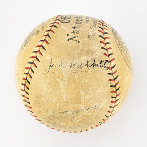 Lot #8233 Babe Ruth and Lou Gehrig Signed Baseball - Image 2