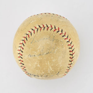 Lot #8233 Babe Ruth and Lou Gehrig Signed Baseball - Image 3