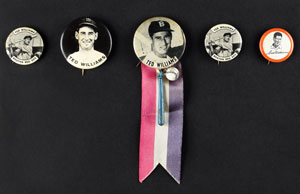 Lot #8432  1950s-1970s Ted Williams Pin and Baseball Collection (8) - Image 1