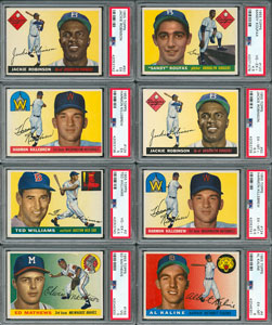 Lot #8062  1955 Topps PSA Graded Hall of Famer Collection of (8) with Koufax RC and TWO Jackie Robinson's - Image 1