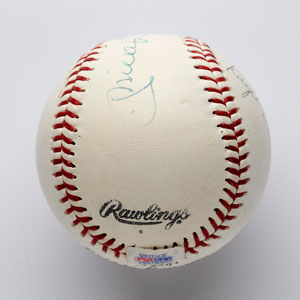 Lot #8266 Mickey Mantle, Roger Maris, and Whitey Ford Multi-Signed Baseball - Image 5