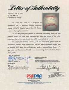 Lot #8277 Bill Dickey Single Signed Baseball - Image 3