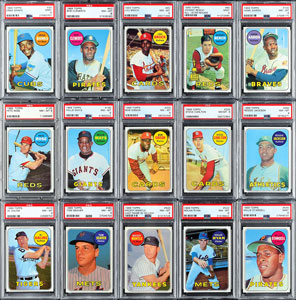 Lot #8127  1969 Topps PSA Graded Hall of Famer Star Collection (52 Different) - Image 1