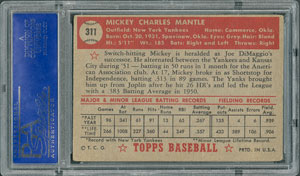 Lot #8181  1952 Topps #311 Mickey Mantle Autographed Rookie Card - PSA/DNA MINT 9 - Image 2