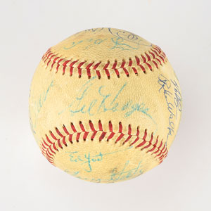 Lot #8256  1969 New York Mets World Series Champions Team Signed Baseball with 25 Signatures including Hodges, Ryan and Seaver! - JSA LOA - Image 1
