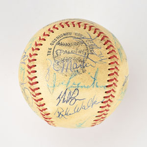 Lot #8256  1969 New York Mets World Series Champions Team Signed Baseball with 25 Signatures including Hodges, Ryan and Seaver! - JSA LOA - Image 2