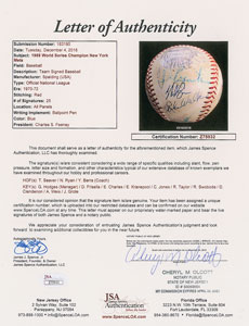 Lot #8256  1969 New York Mets World Series Champions Team Signed Baseball with 25 Signatures including Hodges, Ryan and Seaver! - JSA LOA - Image 6