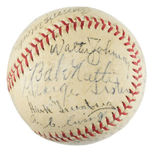 Lot #8230  1939 Hall of Fame Complete Inaugural Induction Ceremonies Autographed Baseball (with Enhancements) - Image 1