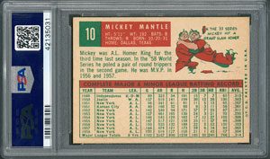 Lot #8068  1959 Topps #10 Mickey Mantle - PSA NM 7 - Image 2