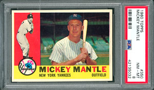 Lot #8079  1960 Topps #350 Mickey Mantle - PSA NM-MT 8 - Image 1