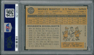 Lot #8079  1960 Topps #350 Mickey Mantle - PSA NM-MT 8 - Image 2