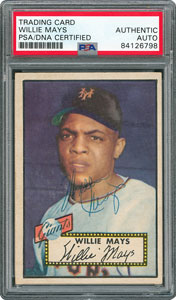 Lot #8183 1952 Topps #261 Willie Mays Signed Card