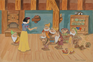 Lot #972 Snow White and all Seven Dwarfs concept painting by Frank Follmer from Snow White and the Seven Dwarfs - Image 1