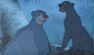 Lot #923 Baloo and Bagheera production key matching master background set-up from The Jungle Book - Image 2