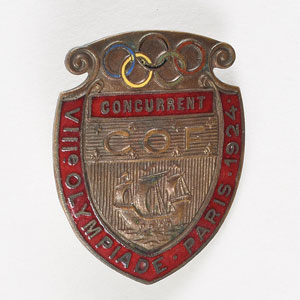 Lot #9537  Paris 1924 Summer Olympics Participation Badge - Image 1