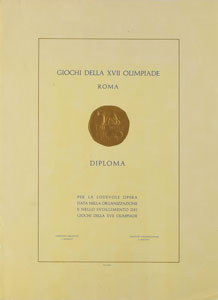 Lot #3067  Rome 1960 Summer Olympics Participation Diploma - Image 1