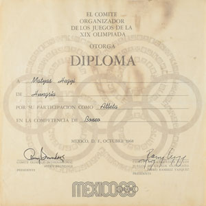 Lot #3081  Mexico City 1968 Summer Olympics Participation Diploma - Image 1
