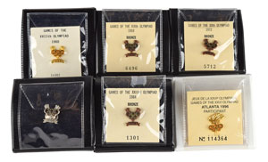 Lot #3157  Summer Olympics Group of (6) Participant/Winner's Pins - Image 1