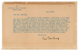 Lot #531 Carl Sandburg - Image 1