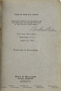Lot #69 Woodrow Wilson: Treaty of Versailles - Image 1