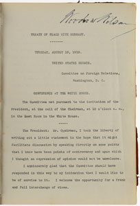 Lot #69 Woodrow Wilson: Treaty of Versailles - Image 2