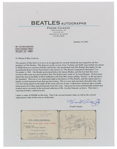 Lot #4022  Beatles Signed 1963 Royal Command Backstage Pass - Image 3