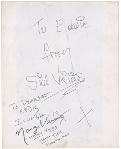 Lot #4661 The Sex Pistols: Sid Vicious Signed