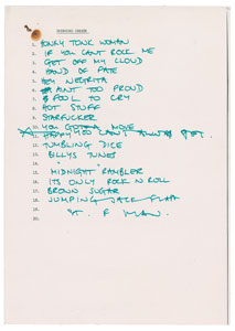 Lot #4096 Mick Jagger Handwritten Set List