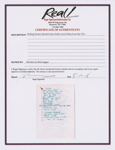 Lot #4096 Mick Jagger Handwritten Set List - Image 2