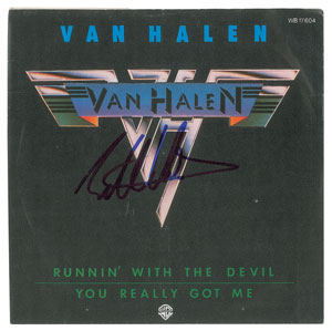 Lot #4634 Eddie Van Halen Signed 45 RPM Record - Image 1