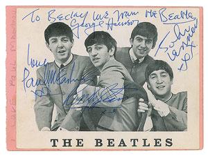 Lot #4027  Beatles Signed Promo Card