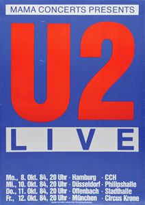 Lot #4383  U2 1984 German Tour Poster - Image 1