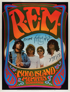 Lot #4666  R.E.M. Signed 1986 Memphis Poster