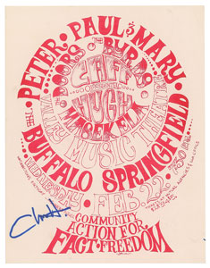 Lot #4443 Chris Hillman Signed 1967 Doors and Byrds Handbill - Image 1