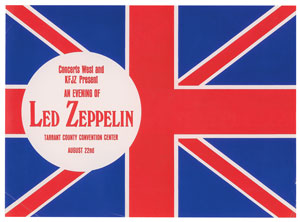 Lot #4142  Led Zeppelin 1970 Fort Worth Handbill