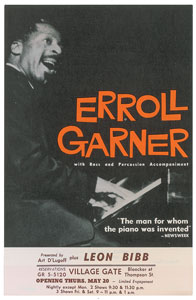 Lot #4364 Erroll Garner 1965 Village Gate Handbill - Image 1