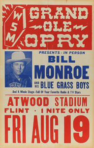 Lot #4374 Bill Monroe 1955 Grand Ole Opry Poster