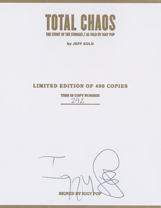 Lot #4520 Iggy Pop Limited Edition Book and Signed Certificate - Image 1
