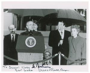 Lot #51 Ronald and Nancy Reagan and Mikhail Gorbachev - Image 1