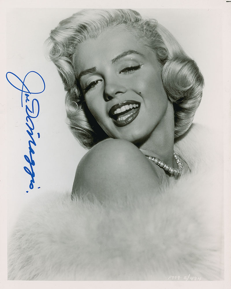 Lot #7285 Marilyn Monroe Photograph Signed by Joe DiMaggio