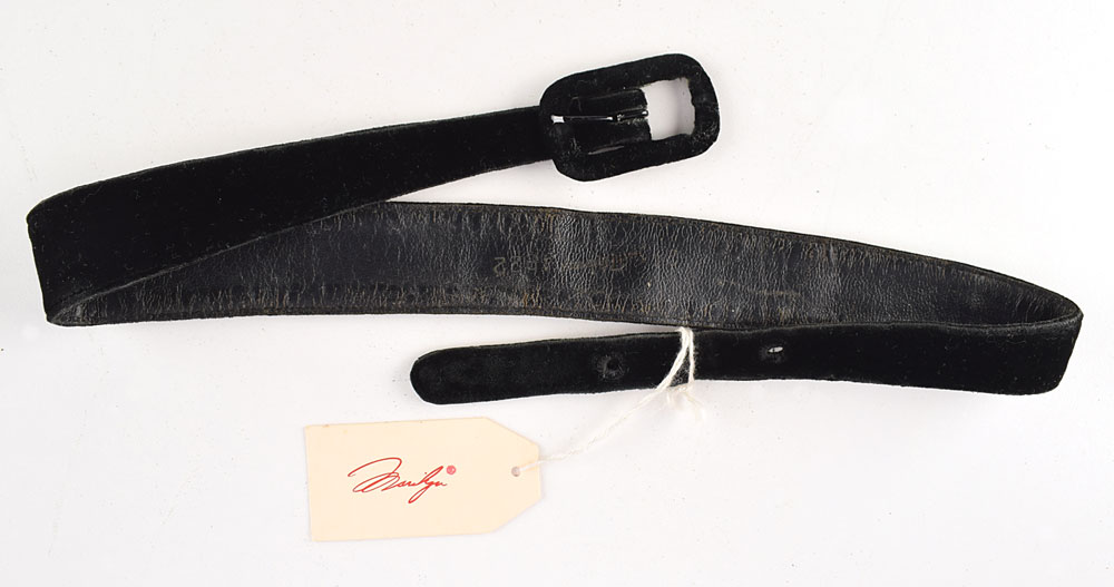 Lot #7290 Marilyn Monroe's Personally-Owned and -Worn Black Velvet Belt