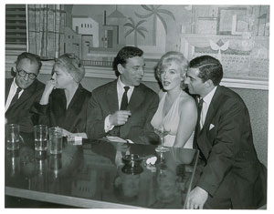 Lot #7287 Marilyn Monroe, Arthur Miller, and Yves Montand Original Vintage Photograph - Image 1