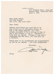 Lot #7102 John Wayne Typed Letter Signed