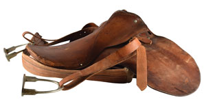 Lot #7064  Old Tucson Studios Tack Collection: Leather Saddle, Saddle Bags, and Bridle - Image 5